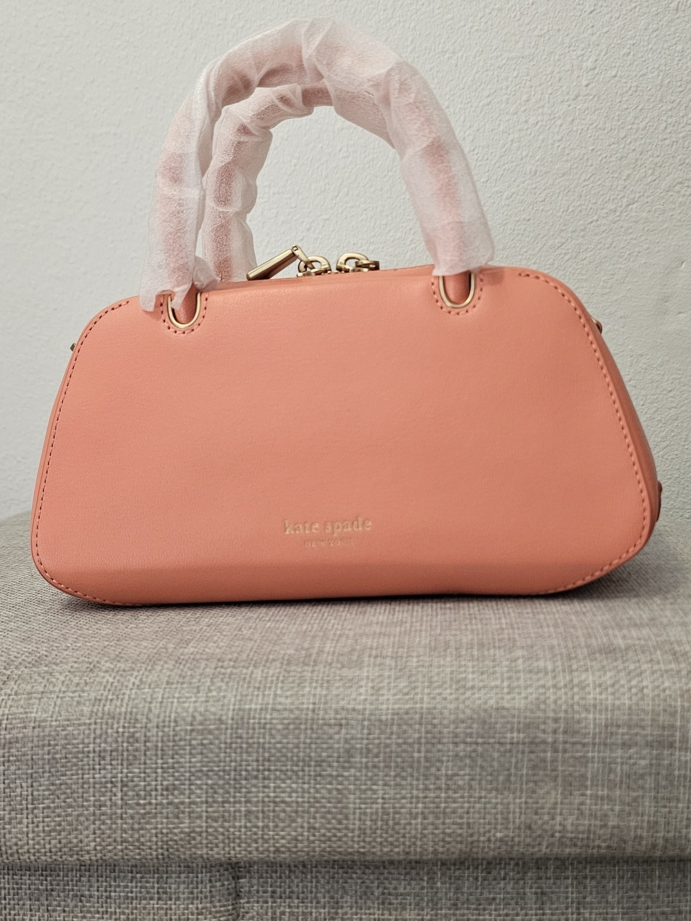 kate spade Peach Coral Mini Satchel with Gold Hardware